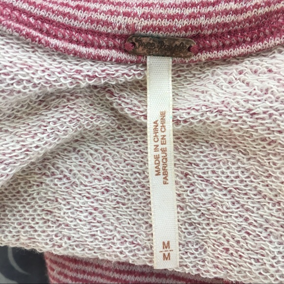 Free people medium pink white striped sweat shirt - Picture 5 of 6